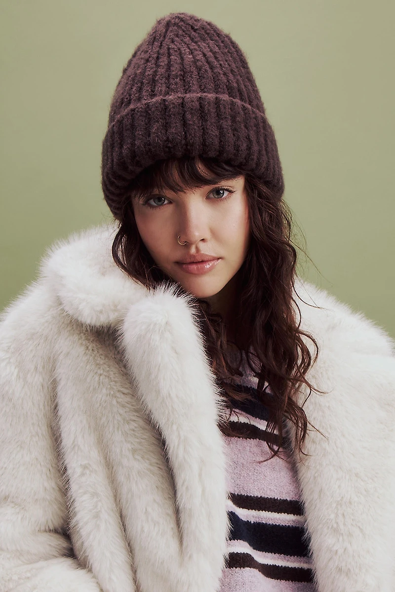 Ardene Chunky Rib Beanie in Brown | Polyester/Spandex