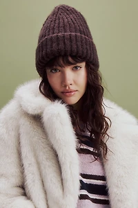 Ardene Chunky Rib Beanie in Brown | Polyester/Spandex