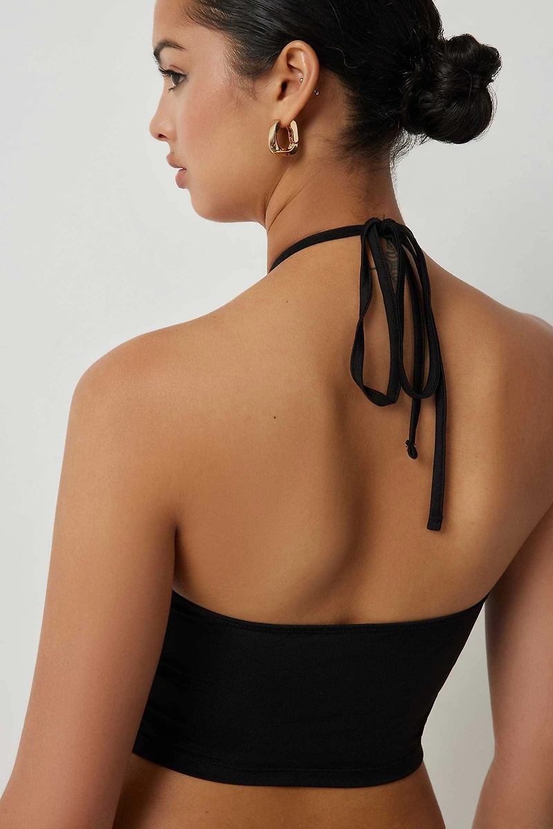 Haut tube froncé licou à rosette