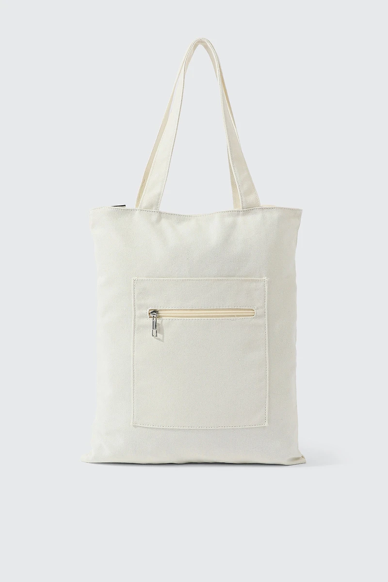 Ardene Canvas Tote Bag in White | 100% Recycled Polyester | Eco-Conscious