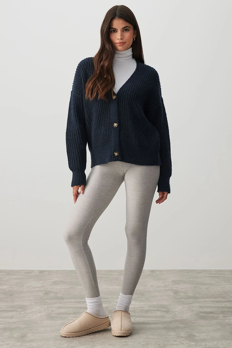 Cardigan à col V côtelé