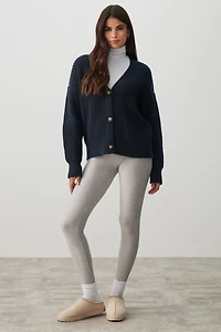 Cardigan à col V côtelé