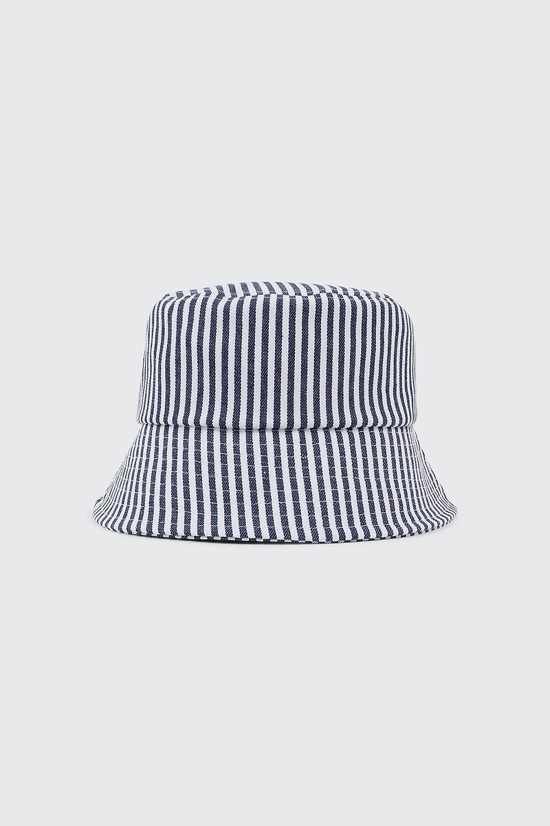 Ardene Striped Bucket Hat in Dark Blue | 100% Cotton