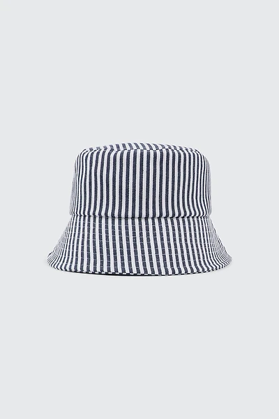 Ardene Striped Bucket Hat in Dark Blue | 100% Cotton