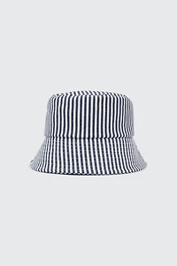 Ardene Striped Bucket Hat in Dark Blue | 100% Cotton