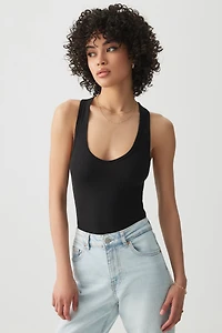 Ardene Basic Super Soft Short Racerback Tank in Black | Size XS | Polyester/Elastane | Eco-Conscious
