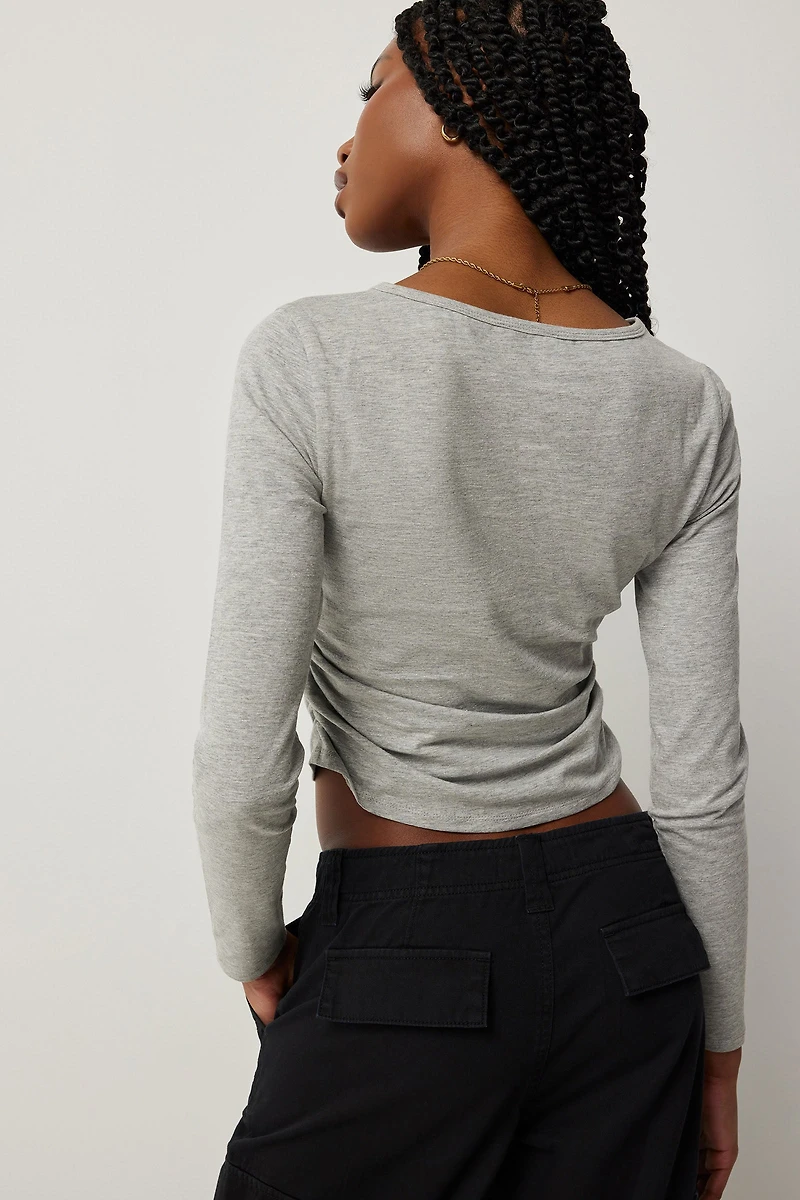 T-shirt à manches longues fronce latérales