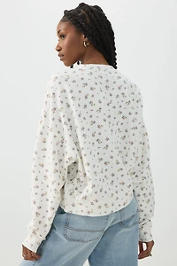 Chandail à col rond en jersey bouclette imprim