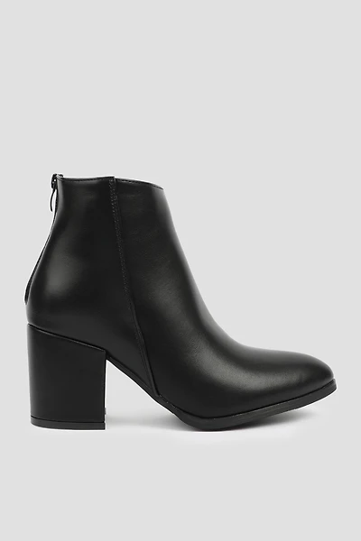 Ardene Faux Leather Block Heel Booties in Black | Size | Eco-Conscious