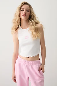 Ardene Pointelle Crop Tank Top in White | Size | Polyester/Cotton/Elastane