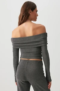 Haut à épaules dénudées en Lurex