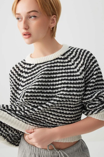 Ardene Striped Fuzzy Knit Sweater | Size | Polyester
