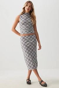 Haut à col montant  imprimé en maille filet