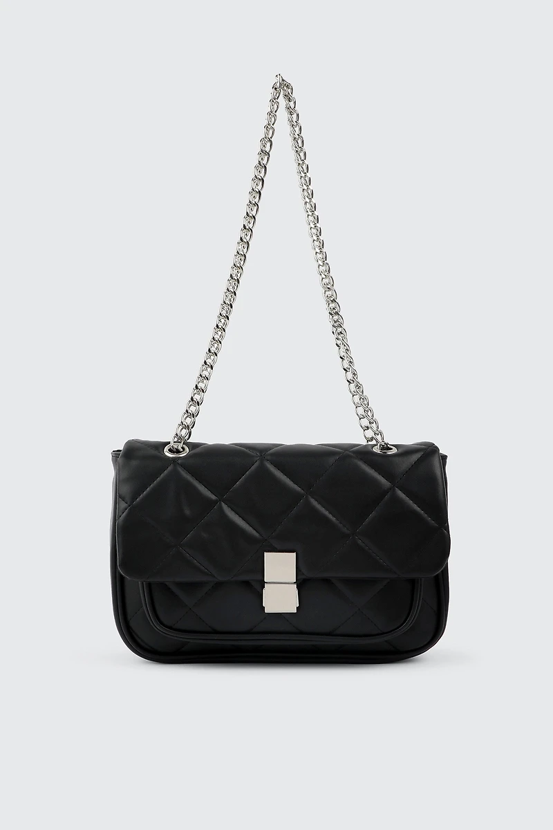 Ardene Chain Strap Quilted Bag in | 100% Recycled Polyester/Faux Leather | Eco-Conscious