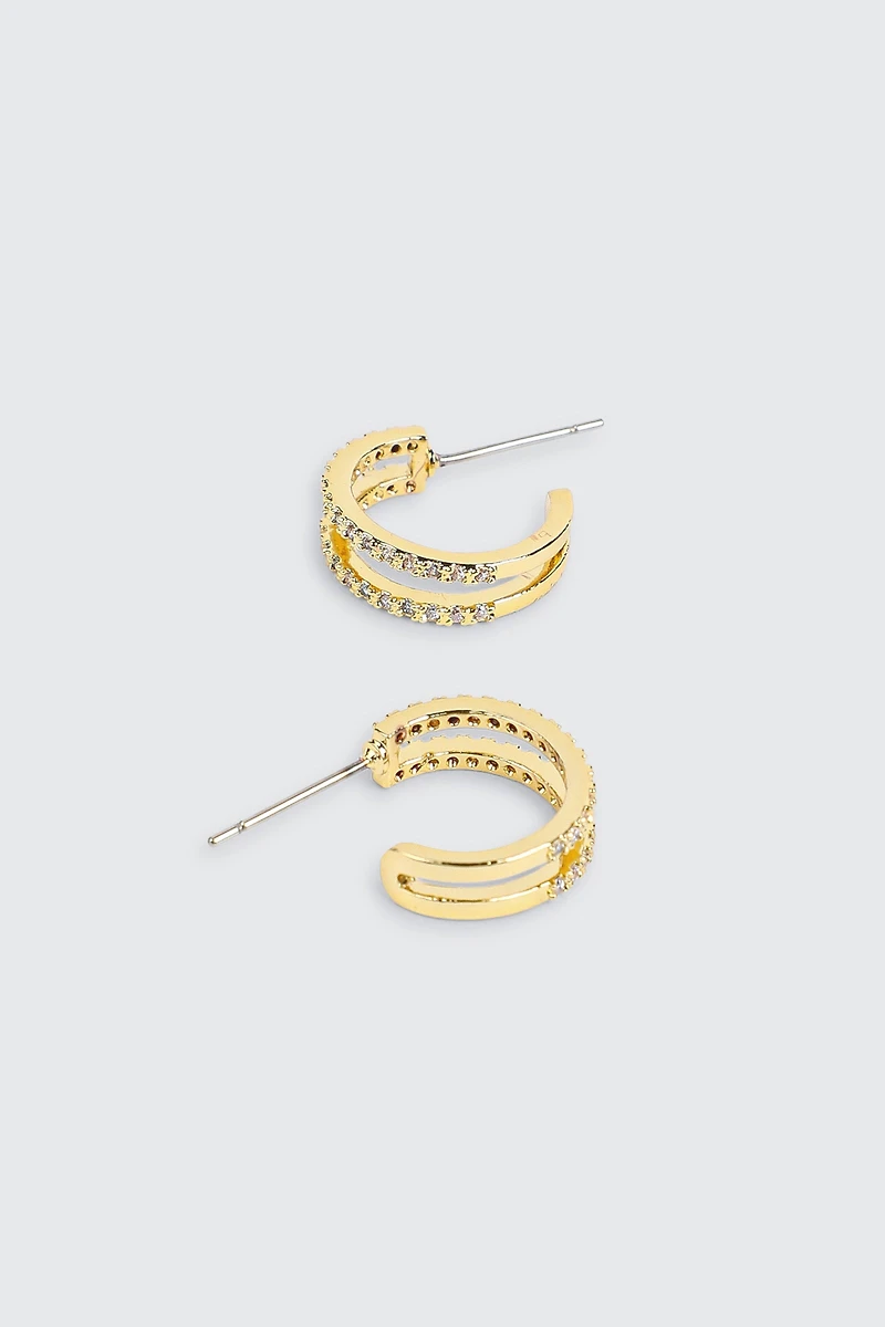 Ardene 14K Gold Plated Two-Row Hoop Earrings