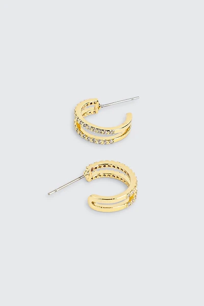 Ardene 14K Gold Plated Two-Row Hoop Earrings