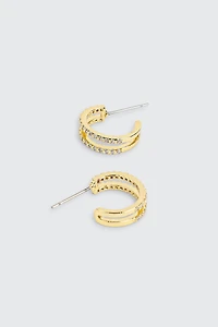 Ardene 14K Gold Plated Two-Row Hoop Earrings