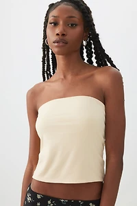 Ardene Basic Double Layer Tube Top in Light Yellow | Size 2XS | Polyester/Elastane