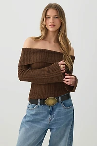 Haut à manches longues et épaules dénudées