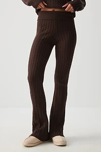 Ardene Cable Knit Flare Pants in | Size | Polyester/Nylon/Viscose