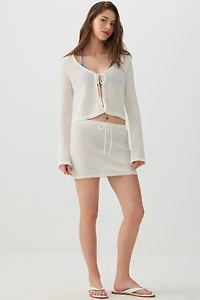 Cardigan noué à l'avant en tricot crochet