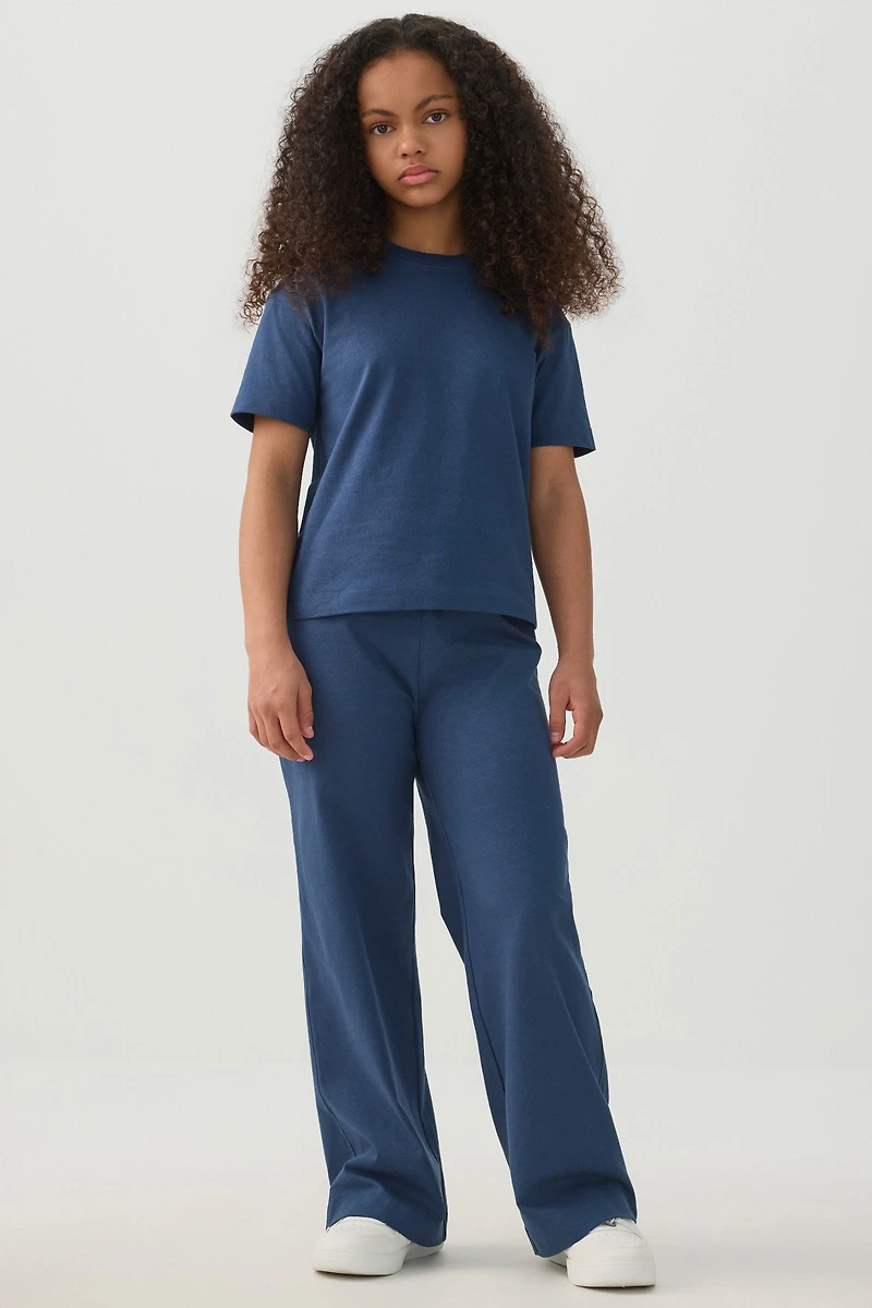 Ardene Kids Wide Leg Jersey Pants in Dark Blue | Size | 100% Cotton