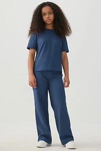 Ardene Kids Wide Leg Jersey Pants in Dark Blue | Size | 100% Cotton