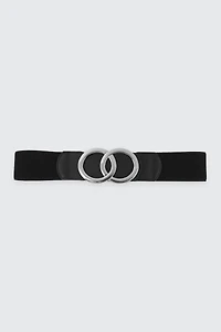 Ardene Stretch Belt with Double Loop Buckle in Silver | Size | Polyester