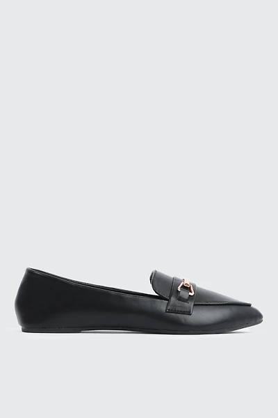 Ardene Faux Leather Pointed Toe Loafers in Black | Size | Eco-Conscious