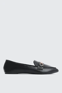 Ardene Faux Leather Pointed Toe Loafers in Black | Size | Eco-Conscious