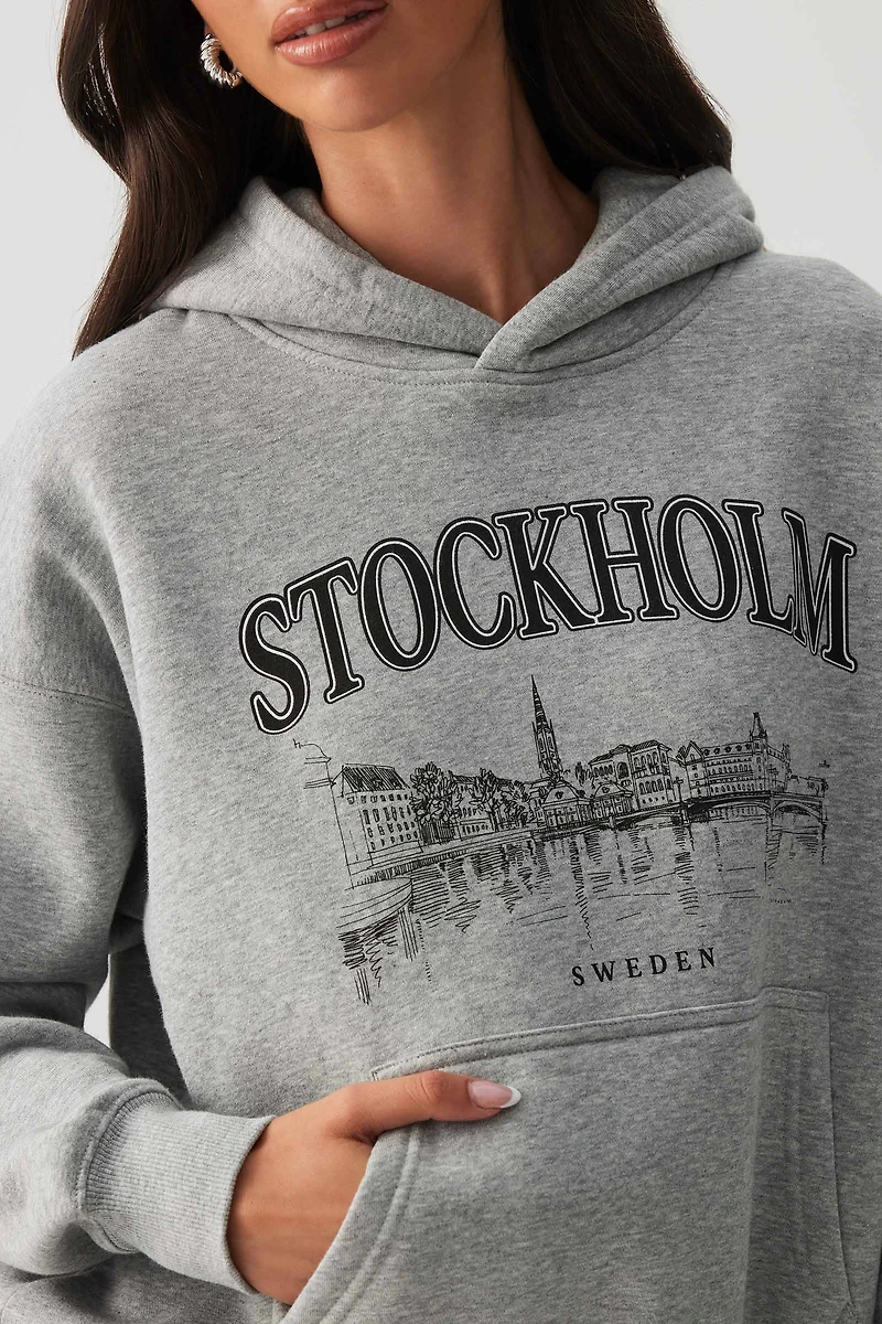 Chandail à capuchon ample imprimé