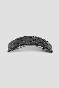 Ardene Quilted Rhinestone Barrette in Black