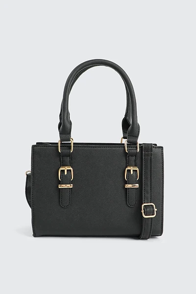Ardene Small Tote Bag in Black | Faux Leather/Polyester