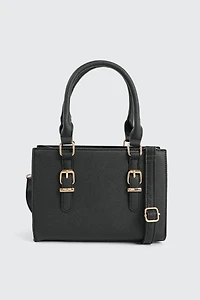 Ardene Small Tote Bag in Black | Faux Leather/Polyester