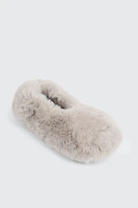 Ardene Faux Fur Slippers in Beige | Size | Polyester