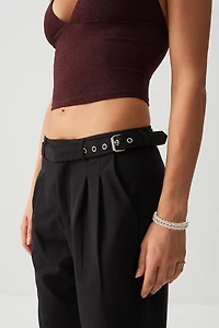 Pantalon habillé ceinturé à jambe large