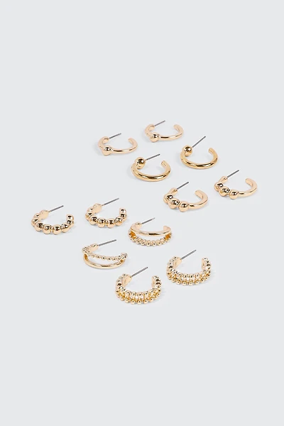 Ardene 6-Pack Ball Hoop Earrings in Gold | Stainless Steel