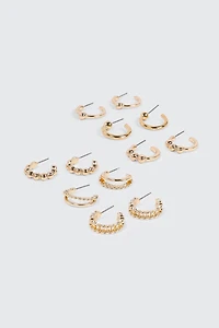Ardene 6-Pack Ball Hoop Earrings in Gold | Stainless Steel