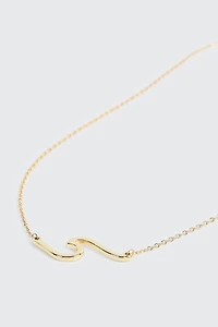 Collier plaqué or 14K et pendentif vague