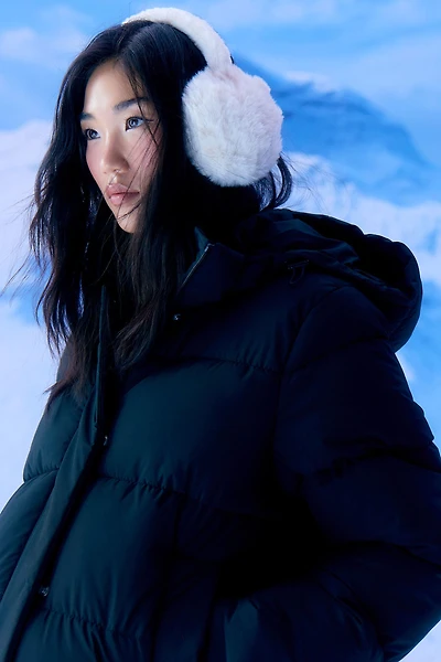Ardene Faux Fur Earmuffs in Off-White | Polyester