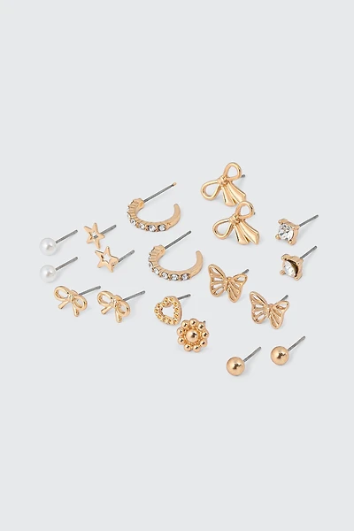 Ardene -Pack Assorted Stud Earrings in Gold | Stainless Steel