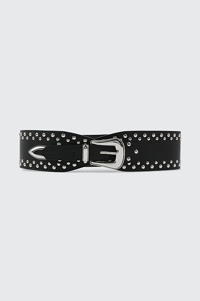 Ardene Studded Corset Belt in Black | Size | Faux Leather