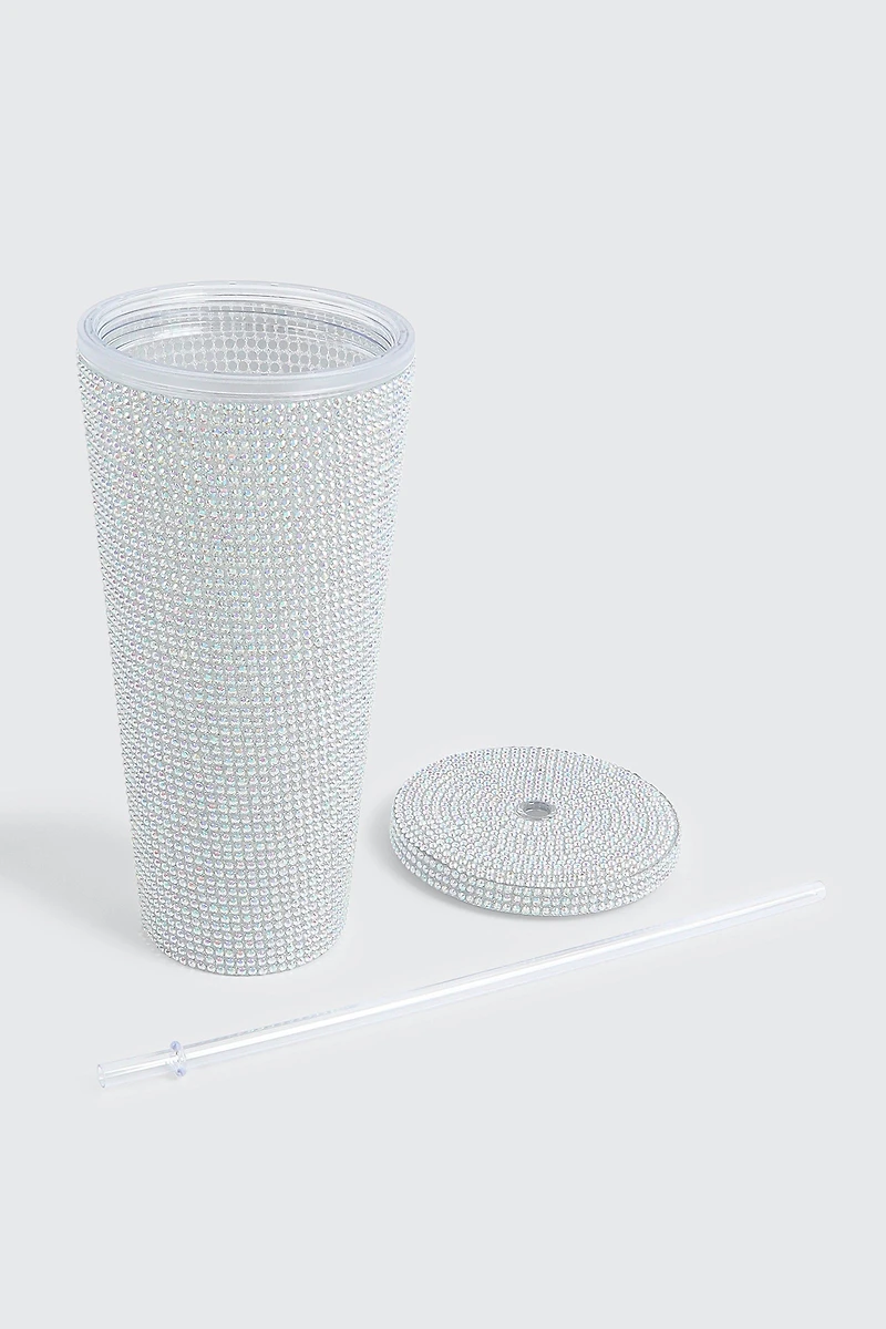 Gobelet à strass avec paille