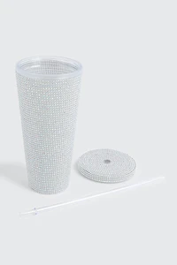 Gobelet à strass avec paille