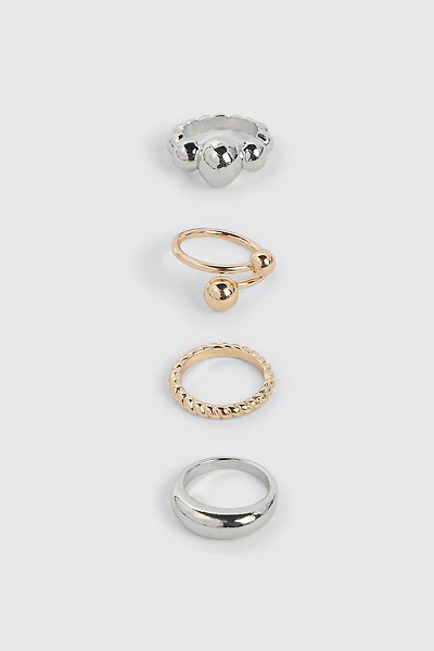 Ardene 4-Pack Sphere Bubble Rings in Silver | Size