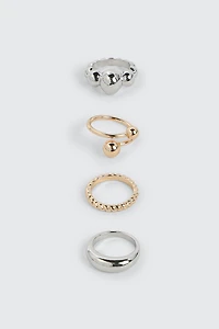 Ardene 4-Pack Sphere Bubble Rings in Silver | Size