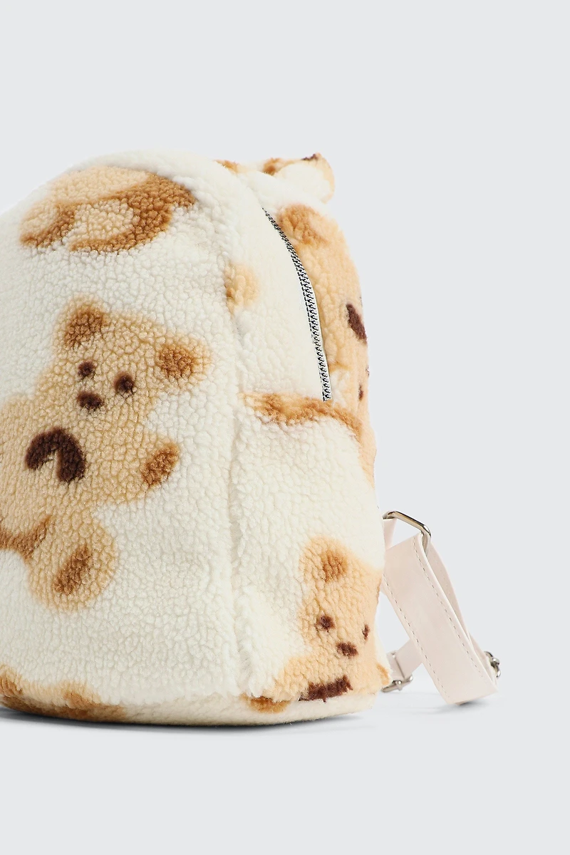 Sac à dos en fausse fourrure