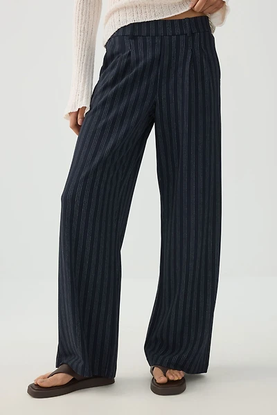 Pantalon plissé à taille élastique et jambe large