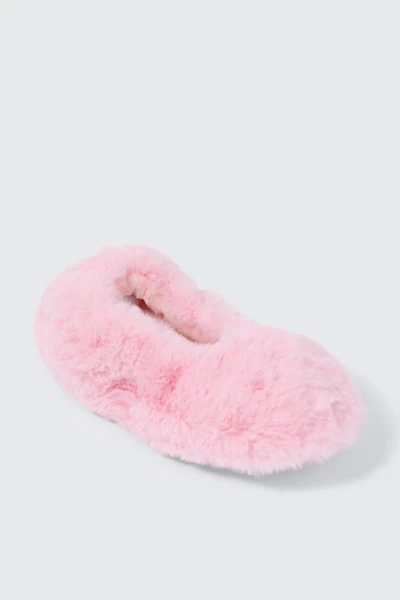 Ardene Faux Fur Slippers in Light Pink | Size | Polyester