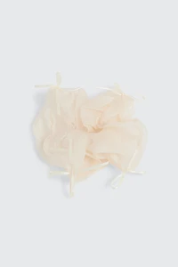 Ardene XL Tulle Scrunchie with Bows in Off-White | Polyester